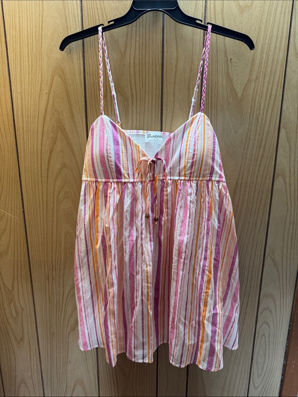 No Boundaries Pink, White & Orange Striped Mini Dress
